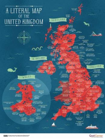 Literal Name Map Of Great Britain - UK - Quick Quid