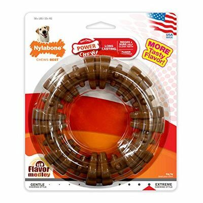 Nylabone Power Chew Bertekstur Dog Chew Ring Toy Flavor Medley Flavour X-LargeSouper - 50+ lbs.