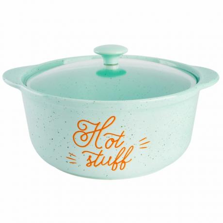 Hot Stuff Teal 4-Quart Stoneware Casserole dengan Tutup