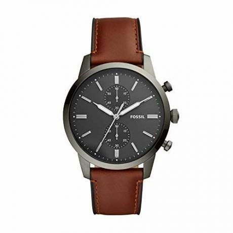 Pria Townsman Quartz Stainless Steel dan Leather Chronograph Watch