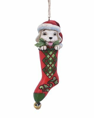 Anjing di Stocking Ornamen