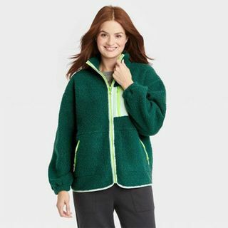 Jaket Sherpa Wanita Hijau