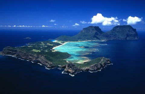 Pemandangan udara Pulau Lorde Howe di New South Wales, Australia