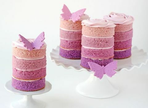 kue ombre ungu kupu-kupu