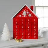Wooden House Advent Calendar - Red