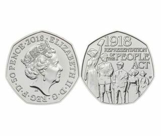 Koin Royal Mint 2018 merayakan Representasi People Act 1918