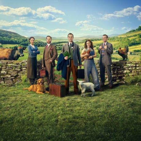 kiri ke kanan mrs hall anna madeley, siegfried farnon samuel west, james herriot nicholas ralph, helen alderson diperankan oleh rachel shenton dan tristan farnon callum woodhouse